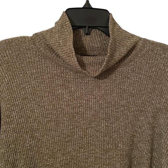 J. Crew Women's Brown Ribbed Cowl Neck‎ Pullover Sweater Size L - Picture 3 of 6